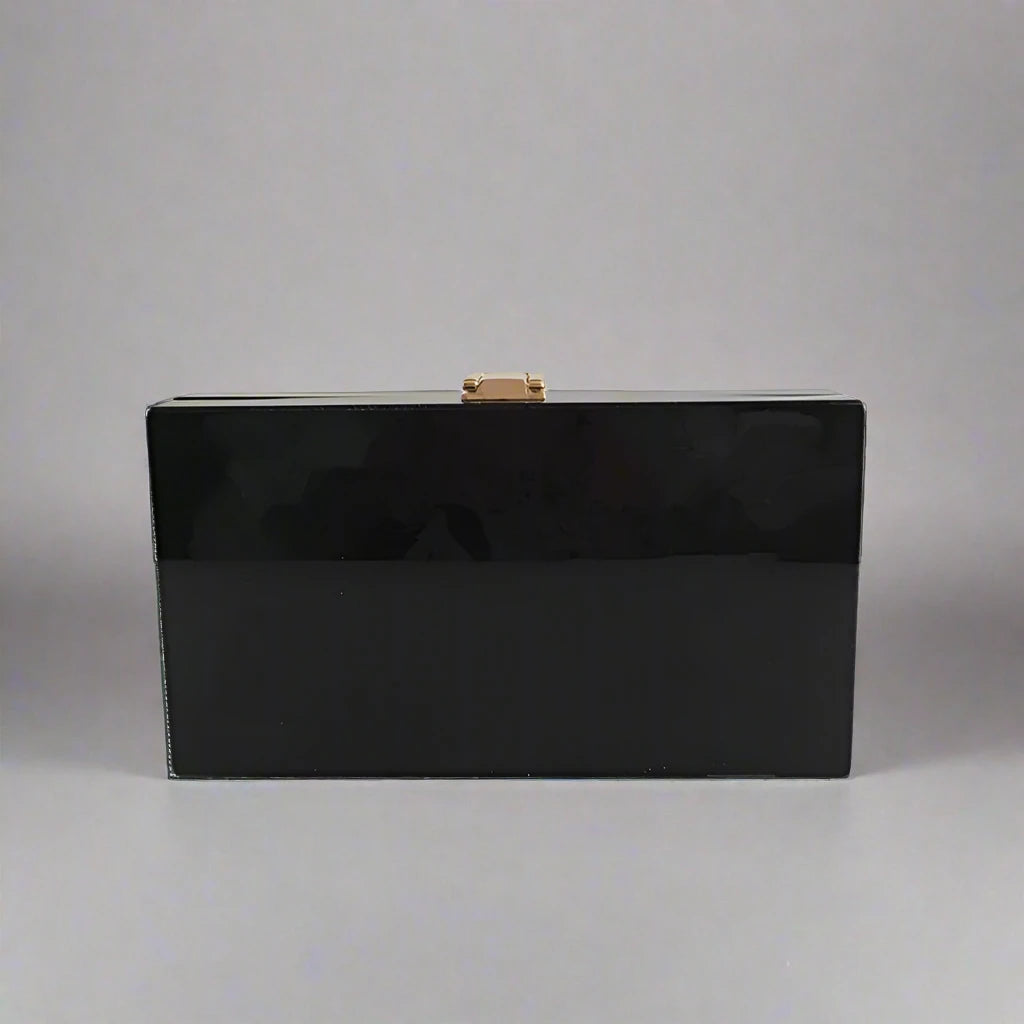 Aurora Glimmer Acrylic Clutch with Gold Chain
