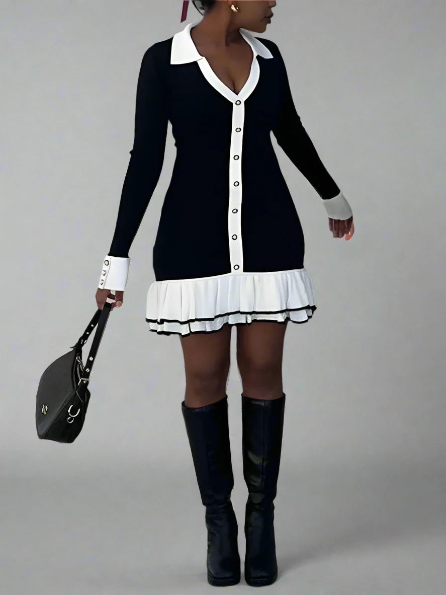 Isadora Ruffled Bow Knit Mini Dress