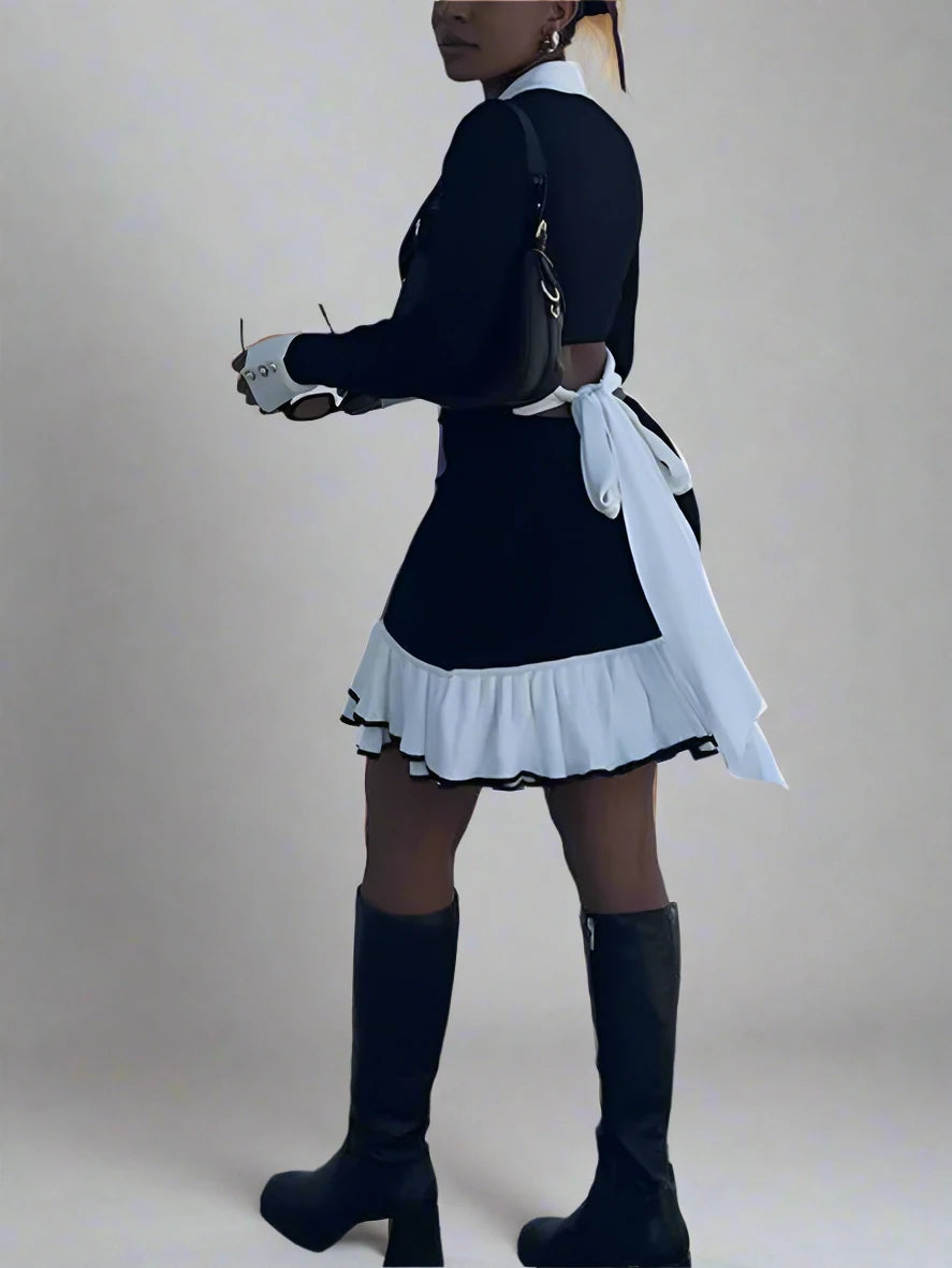 Isadora Ruffled Bow Knit Mini Dress