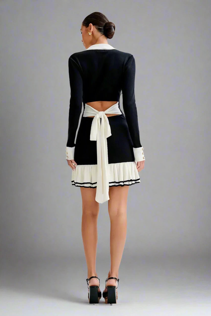Isadora Ruffled Bow Knit Mini Dress
