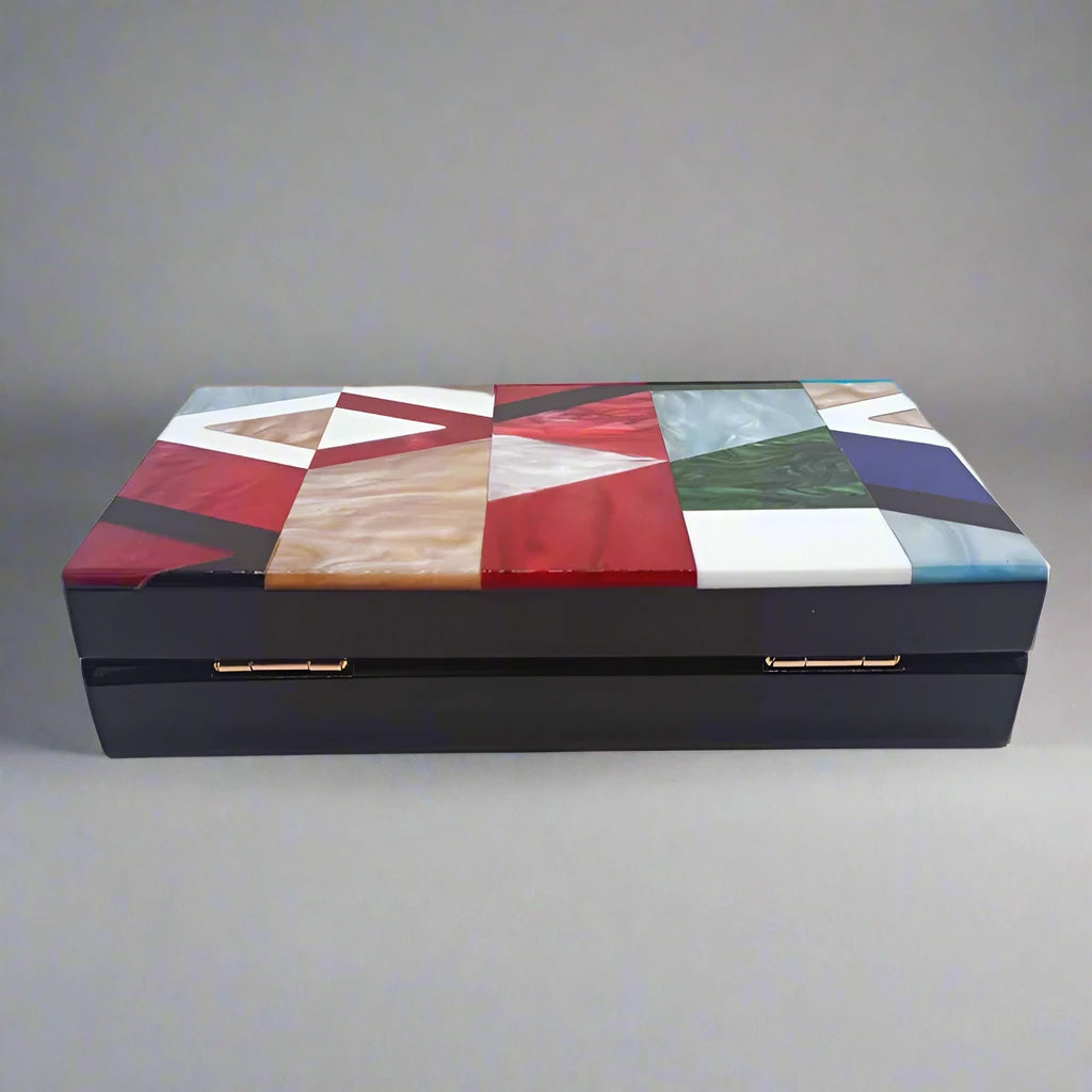 Aurora Glimmer Acrylic Clutch with Gold Chain